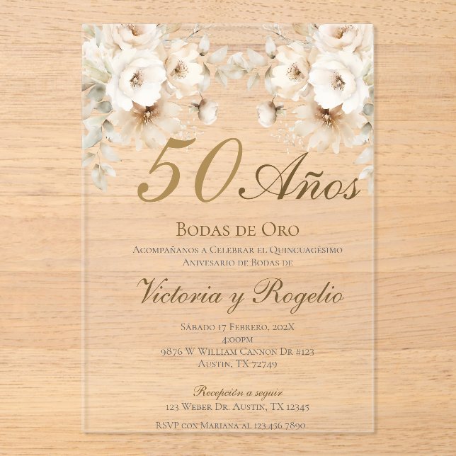 50th Wedding Anniversary Acrylic Invitation (Front)