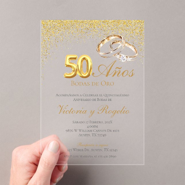 50th Wedding Anniversary Acrylic Invitation (Insitu (Handheld))