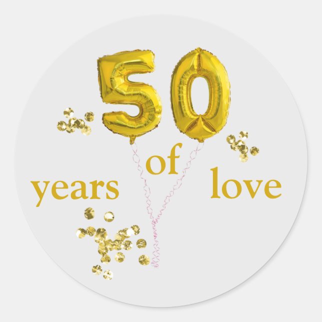 50th Wedding Anniversary Baloons DCSA48 Classic Round Sticker (Front)