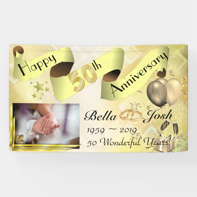 50th Wedding Anniversary Banner With Photo (Horizontal)