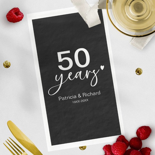 50th Wedding Anniversary Black And White  Napkin (Creator Uploaded)
