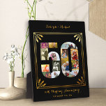 50th Wedding Anniversary Black Gold Photo Collage Plaque<br><div class="desc">Create your own unique 50th Wedding Anniversary Photo Collage with some of your favourite photos from the last 50 years. This elegant black and gold design features a number 50 shaped photo collage with an art deco style frame and ornate script typography. The template is set up ready for you...</div>