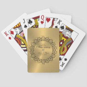50th Wedding Anniversary BlackMandala On Gold Playing Cards