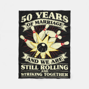 50th Wedding Anniversary Bowling Married Wife Husb Fleece Blanket