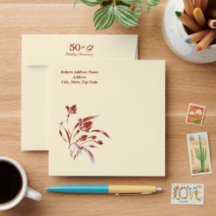 50th Wedding Anniversary Caoba Floral Envelope
