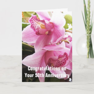 50th Wedding Anniversary Card Pink Orchids