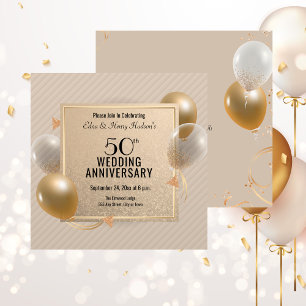 50th Wedding Anniversary Celebration Golden Invitation