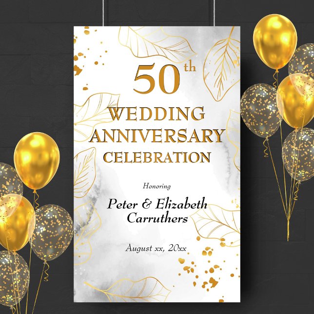 50th Wedding Anniversary Celebration Golden Party Banner (50th Wedding Anniversary Celebration Golden Party Banner)