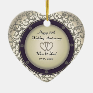 50th Wedding Anniversary Ceramic Tree Decoration