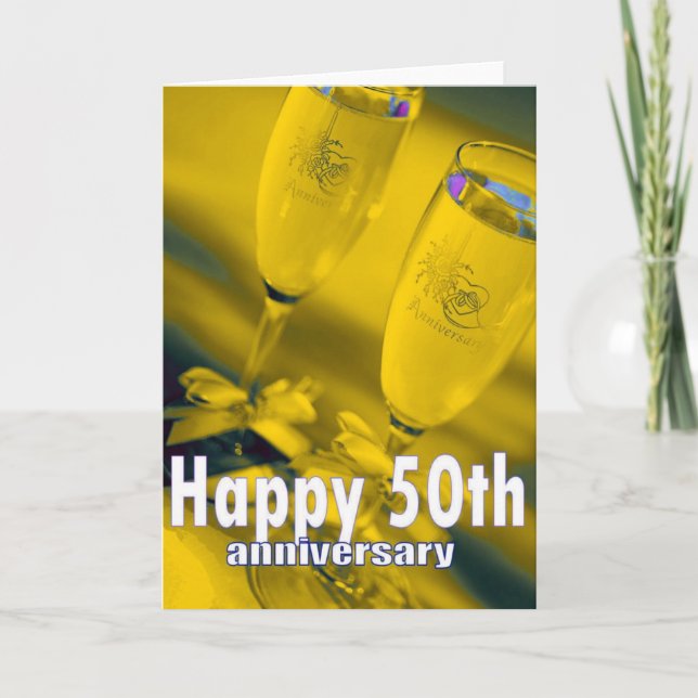 50th wedding anniversary champagne celebration card (Front)