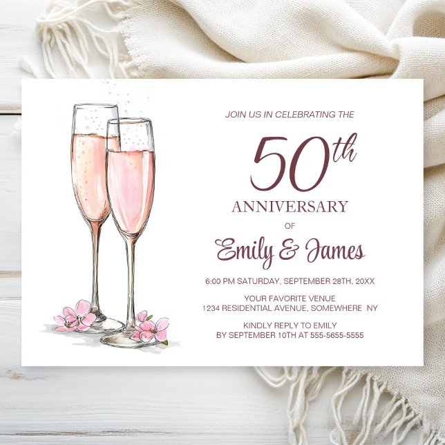 50th Wedding Anniversary Champagne Invitation (Creator Uploaded)