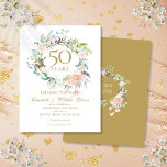 50th Wedding Anniversary Change the Date Floral Announcement Postcard<br><div class="desc">This chic botanical 50th wedding anniversary change the date card can be personalised with your special golden anniversary information,  featuring a delicate watercolour floral greenery garland. The reverse features a matching floral garland framing your anniversary dates in elegant white text on a gold background. Designed by Thisisnotme©</div>