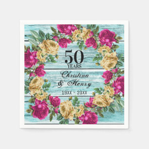 50th Wedding Anniversary Chic Rustic Floral Napkin