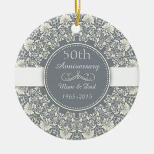50th Wedding Anniversary Classic with arabesque Ceramic Ornament