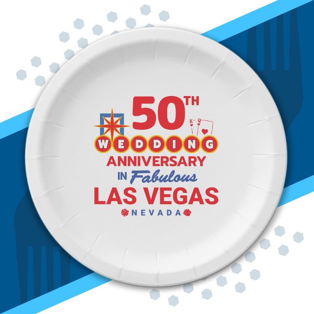 50th Wedding Anniversary Couples Las Vegas Trip Paper Plate (Creator Uploaded)