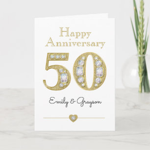 50th Wedding Anniversary Custom Names Gold Card