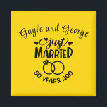 50th Wedding Anniversary Custom Names Magnet<br><div class="desc">Commemorate your fiftieth wedding anniversary with this golden background,  custom magnet. Personalise the names in black text to your own or the couple celebrating this milestone. Great idea for a party favour too!</div>