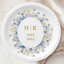 50th Wedding Anniversary Daisy Blue & Gold