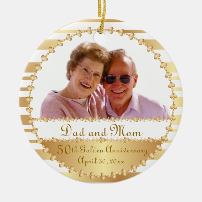50th Wedding Anniversary - DIY Photo Ceramic Ornament (Front)