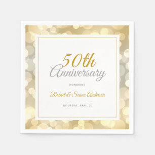 50th Wedding Anniversary Elegant Gold Bokeh Napkin