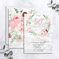 50th Wedding Anniversary Elegant Rose Gold Floral