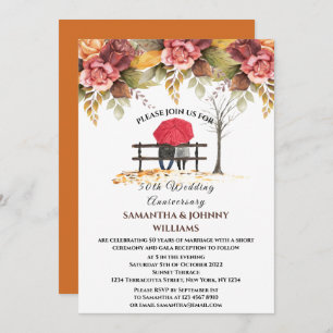 50th Wedding Anniversary Fall Autumn Botanical Invitation