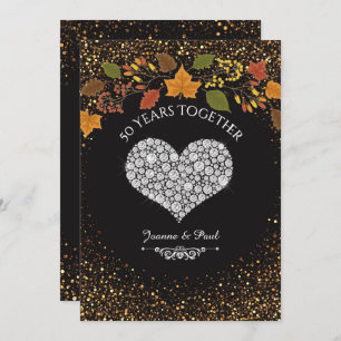 50th Wedding Anniversary Fall Celebration Heart Invitation