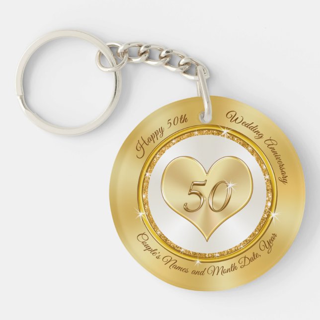 50th Wedding Anniversary Favors Souvenirs or Gifts Key Ring (Front)