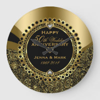 50th Wedding Anniversary Floral Black & Gold