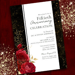 50th Wedding Anniversary Floral Budget  Invitation