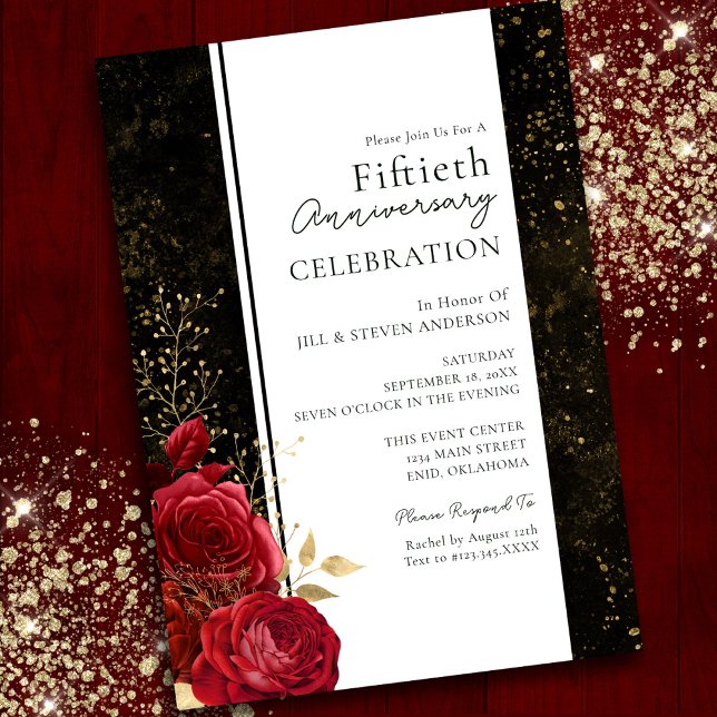 50th Wedding Anniversary Floral Budget  Invitation (Creator Uploaded)