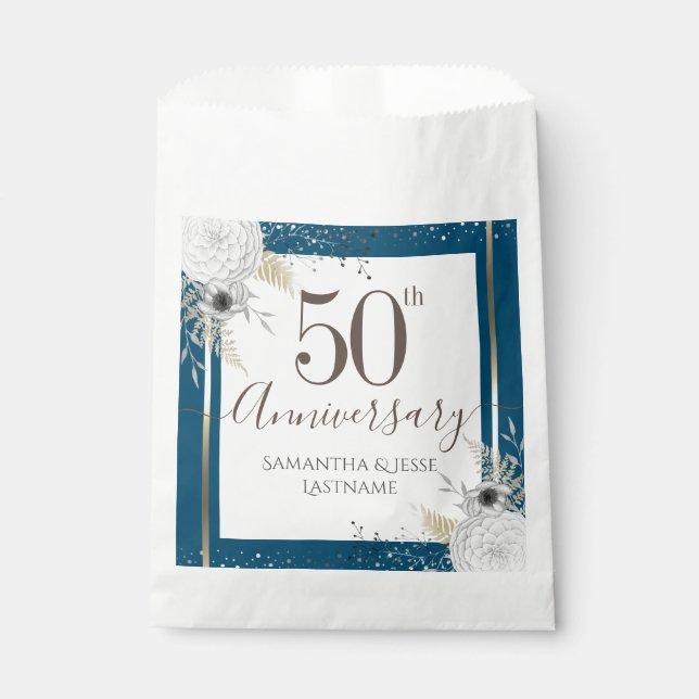 50th Wedding Anniversary Floral Favour Bag (Front)