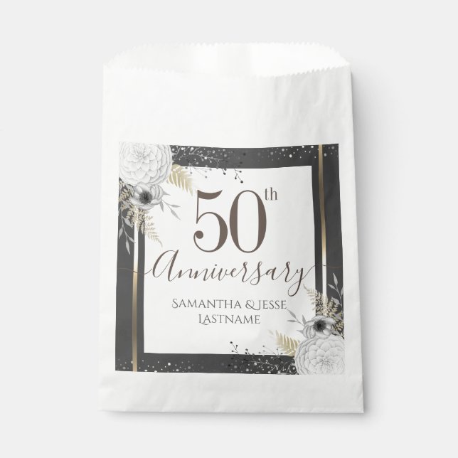 50th Wedding Anniversary Floral Favour Bag (Front)