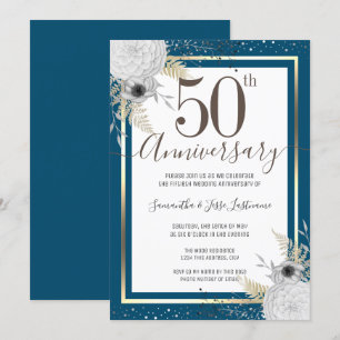 50th Wedding Anniversary Floral Invitation