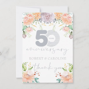 50th Wedding Anniversary Floral Thank you Card