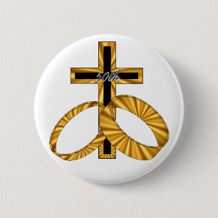 50th Wedding Anniversary Gifts 6 Cm Round Badge