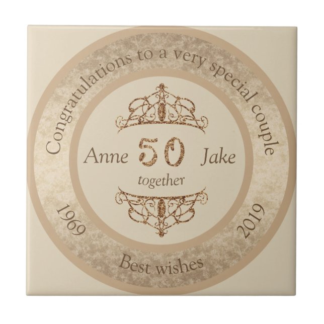 50th Wedding Anniversary Gifts for Couples Congrat Ceramic Tile (Front)