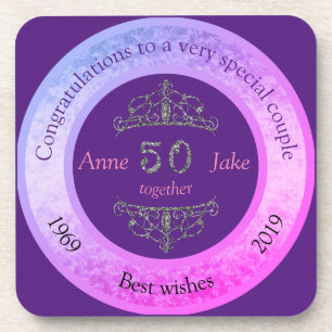 50th Wedding Anniversary Gifts for Couples Congrat Coaster