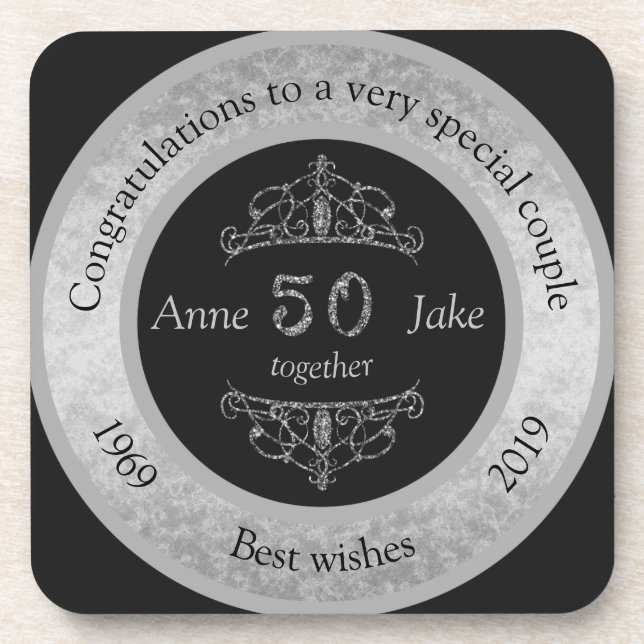 50th Wedding Anniversary Gifts for Couples Congrat Coaster (Front)