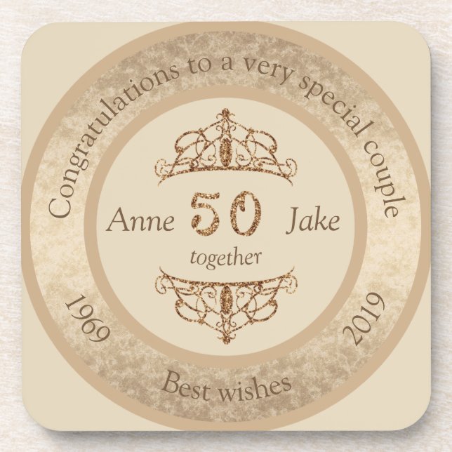 50th Wedding Anniversary Gifts for Couples Congrat Coaster (Front)