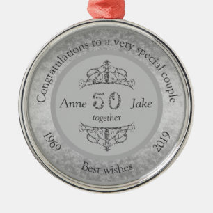 50th Wedding Anniversary Gifts for Couples Congrat Metal Ornament