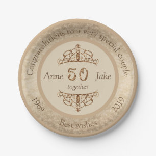50th Wedding Anniversary Gifts for Couples Congrat Paper Plate
