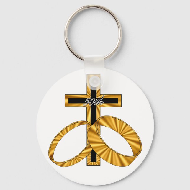 50th Wedding Anniversary Gifts Key Ring (Front)