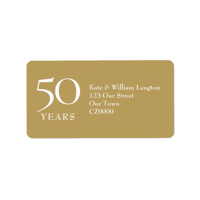 50th Wedding Anniversary Gold Address Label (Front)