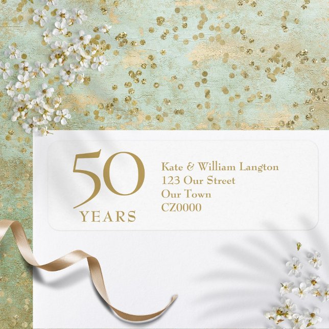 50th Wedding Anniversary Gold Address Return Address Label (50th Wedding Anniversary Gold Address Label)