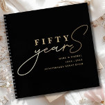 50th Wedding Anniversary Gold Black Guest Book<br><div class="desc">Elegant stylish guest book for a milestone 50th anniversary.  Easily personalise for yourself or special friends,  couples,  parents or your husband / wife. Be sure to check out the rest of my collection for more products.</div>