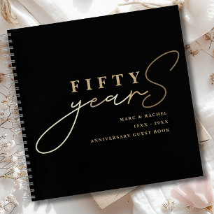 50th Wedding Anniversary Gold Black Guest Book