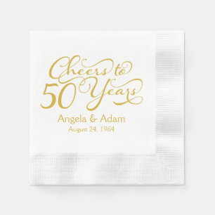 50th Wedding Anniversary Gold Cheers to 50 Napkin