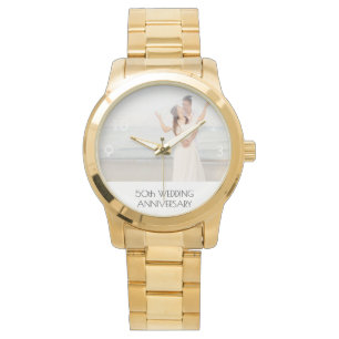 50th wedding anniversary gold couple photo watch