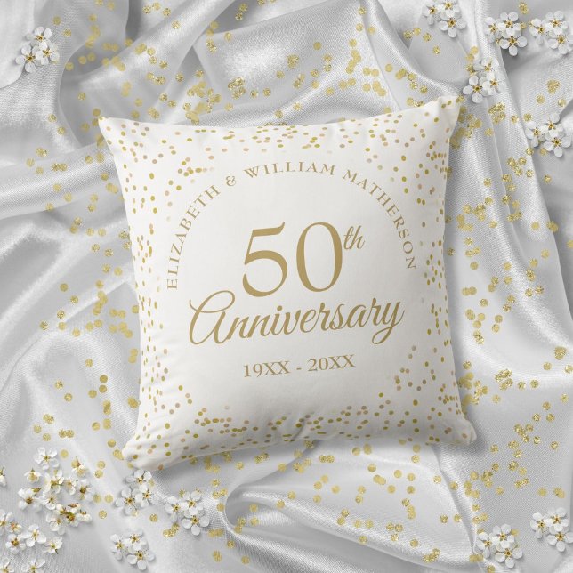 50th Wedding Anniversary Gold Dust Confett Cushion (50th Wedding Anniversary Gold Dust Confett Throw Pillow)